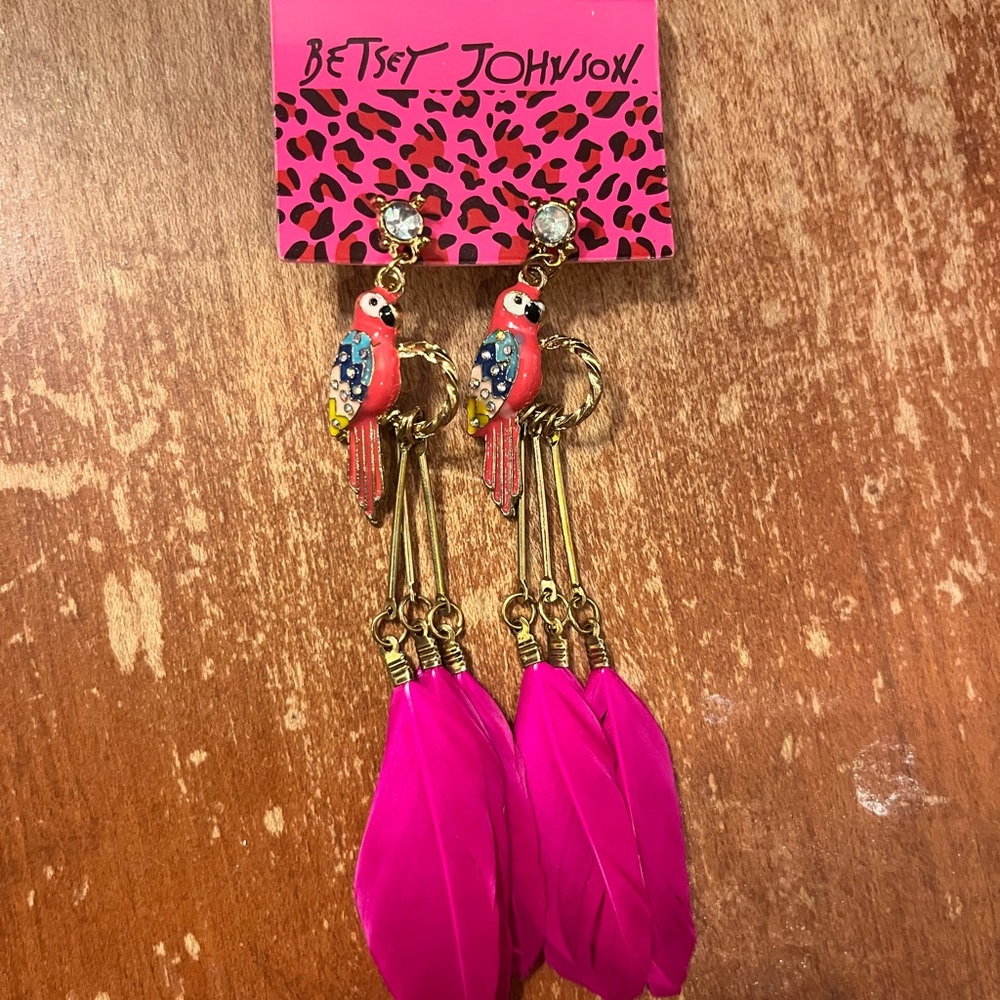 Betsey Johnson Parrot Feather Earrings